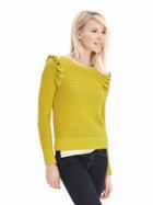 Banana Republic Womens Ruffle Pullover Sweater Size M - Bright Celery
