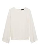 Banana Republic Womens Petite Solid Bell-sleeve Top White Size Xs