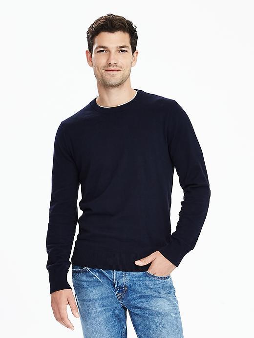 Banana Republic Mens Pima Cotton Cashmere Crew Pullover Size L Tall - Preppy Navy