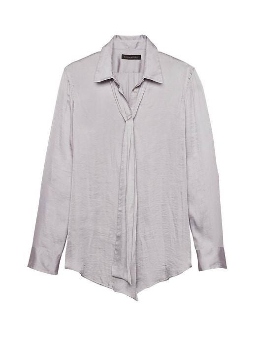 Banana Republic Womens Dillon Classic-fit Soft Shirt With Removable Tie Skyline Gray Size Xl