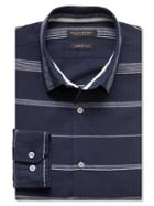 Banana Republic Mens Grant Fit Navy Stripe Cotton Linen Shirt Size L Tall - Navy