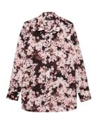 Banana Republic Womens Petite Parker Tunic-fit Floral Shirt Pink Multi Size M