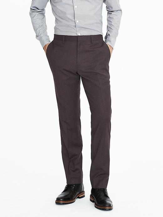 Banana Republic Mens Standard Fit Nanotex Wool Pant - Burgundy