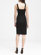 Banana Republic Womens Petite Square-neck Bi-stretch Sheath Dress Black Size 0