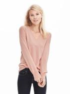 Banana Republic Womens Todd &amp; Duncan Cashmere Vee Pullover Size L - Peach Sorbet