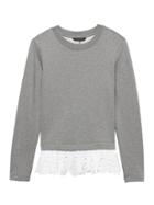 Banana Republic Womens Eyelet Hem Couture Sweatshirt Heather Gray Size L