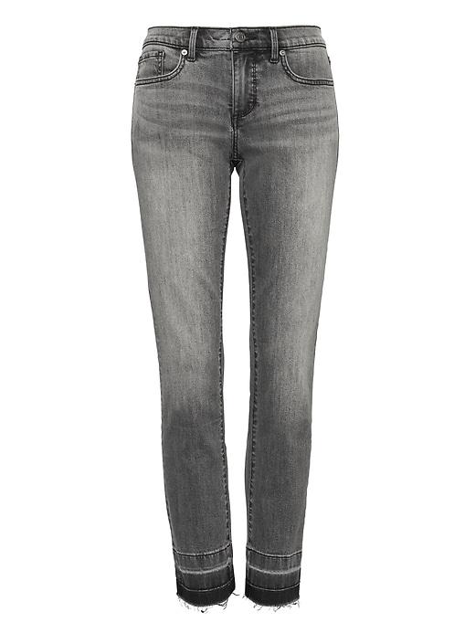 Banana Republic Womens Girlfriend Cropped Black-wash Jean With Fray Hem Black Size 26
