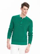 Banana Republic Mens Long Sleeve Cotton Crew Tee Size L Tall - Emerald Cove