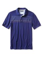 Banana Republic Mens Multi Stripe Cotton Linen Pique Polo Size L Tall - Blue Shadow