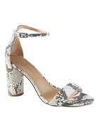 Banana Republic Womens Bare High Block-heel Print Sandal Gray Snake Effect Leather With Silver Accent Size 7