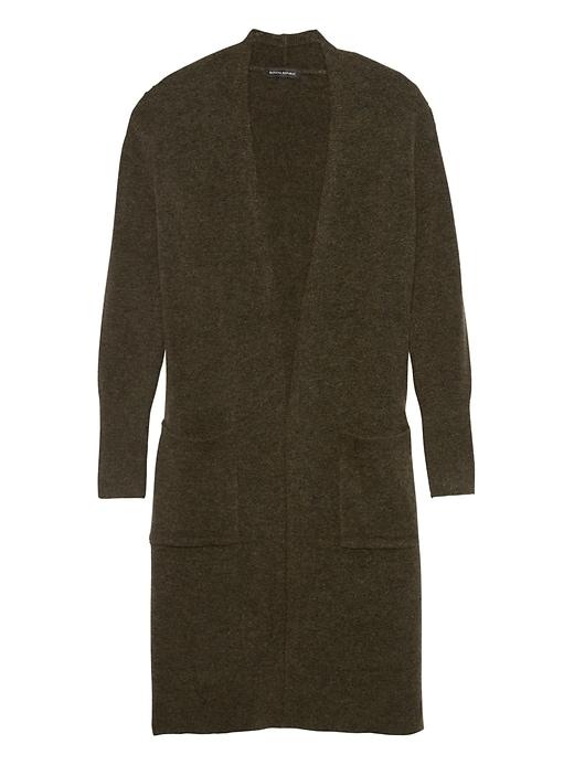 Banana Republic Womens Plush Wool Blend Duster Cardigan Sweater Deep Olive Size S
