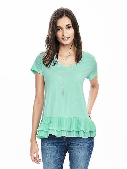 Banana Republic Womens Pleated Hem Top Size L - Surf Spray