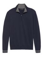 Banana Republic Mens Premium Cotton Cashmere Half-zip Sweater Navy Size M