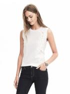 Banana Republic Womens Merino Wool Lace Crewneck Shell Size L - Cocoon