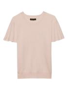 Banana Republic Womens Cashmere Flutter-sleeve Sweater Pink Blush Size S