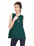 Banana Republic Layered Crepe Keyhole Tank Size L Petite - Glen Green