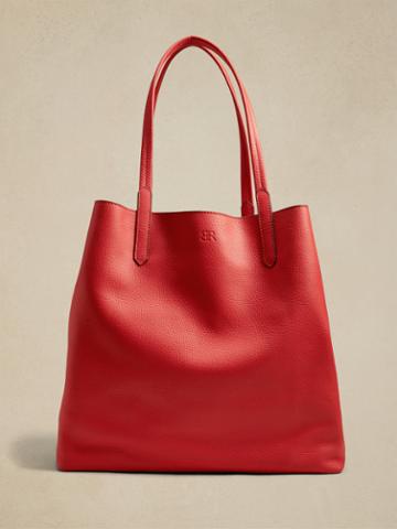 East-west Leather Tote