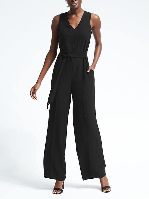 Banana Republic Womens Tie Waist Jumpsuit - Black