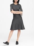 Banana Republic Womens Metallic Fit-and-flare Sweater Dress Black & Silver Sparkle Size Xxs