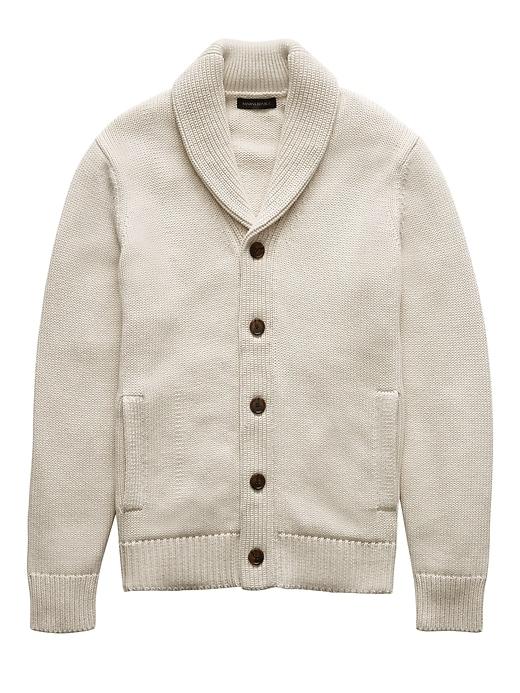 Banana Republic Mens Supima Cotton Shawl-collar Cardigan Natural Size M