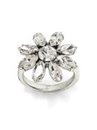 Banana Republic Womens Sparkle Flower Ring Clear Size 6