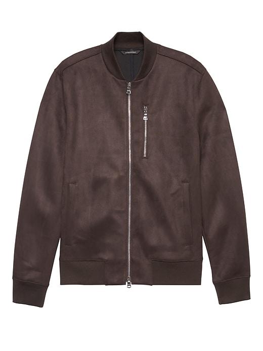 Banana Republic Mens Vegan Suede Bomber Jacket Cabin Brown Size Xs