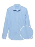 Banana Republic Mens Camden Standard-fit Luxe Poplin Dot Shirt Marfa Blue Size Xl