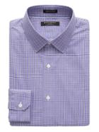 Banana Republic Mens Grant Slim-fit Non-iron Stretch Check Shirt Lilac Blush Size L