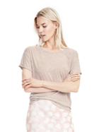 Banana Republic Womens Roll Sleeve Crew Tee Size L - Natural Multi