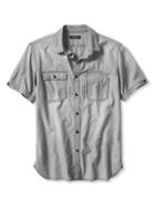 Banana Republic Mens Camden Fit Gray Chambray Short Sleeve Shirt Size L Tall - Gray Denim