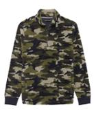 Banana Republic Mens Camo Sherpa Fleece Half-zip Sweatshirt Military Green Size Xs