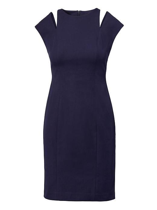 Banana Republic Womens Bi Stretch Shoulder Slit Sheath Dress - Lake Lightning
