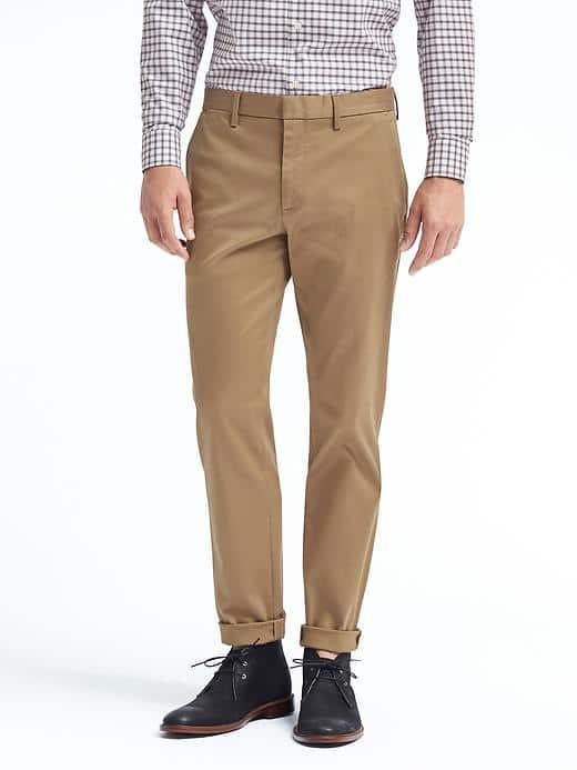 Banana Republic Mens Mason Tapered Rapid Movement Chino - Airforce Khaki