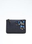 Banana Republic Embellished Denim Zip Pouch - Dark Denim