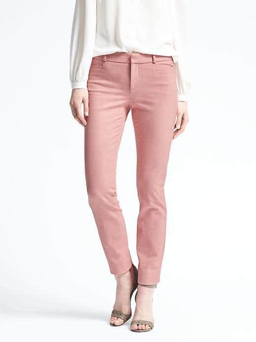 Banana Republic Womens Sloan Fit Solid Pant - Dusty Pink