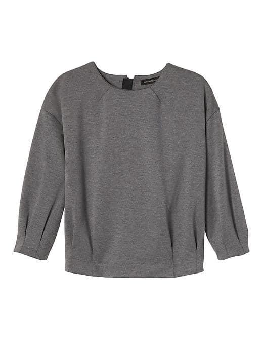 Banana Republic Pleated Sleeve Couture Sweatshirt - Heather Medium Gray
