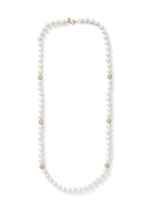 Banana Republic Womens Pearl Pave Long Necklace Cream Size One Size