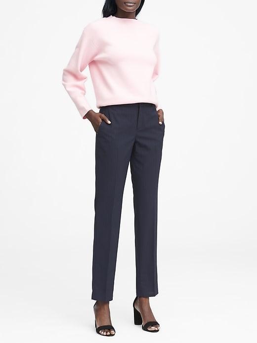 Banana Republic Womens Ryan Slim Straight-fit Machine-washable Stripe Pant Navy Size 6