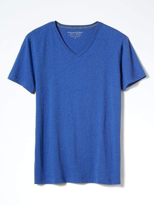 Banana Republic Mens Short Sleeve Soft Wash Vee - Celestial Blue