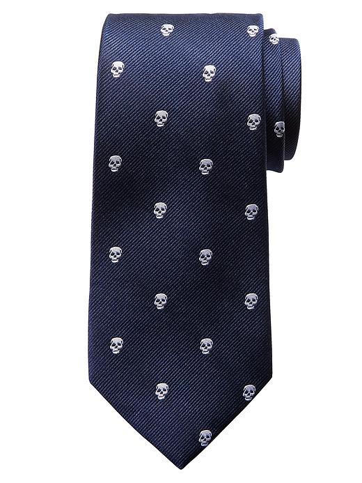 Banana Republic Mens Skull Print Silk Tie Size One Size - Navy