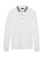 Banana Republic Mens Don';t-sweat-it Long-sleeve Stripe-collar Polo Shirt Optic White Size Xs