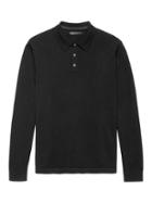 Banana Republic Mens Extra-fine Italian Merino Wool Sweater Polo Shirt Black Size L