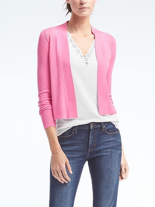 Banana Republic Womens Merino Open Front Cardigan - Pink