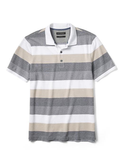 Banana Republic Mens Rugby Pique Polo - Light Tan
