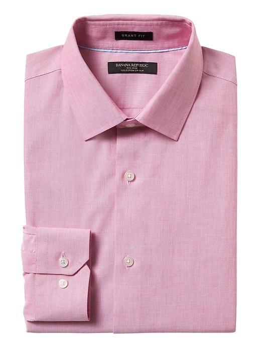 Banana Republic Mens Grant Slim-fit Non-iron Stretch Solid Shirt Crimson Red Size Xl