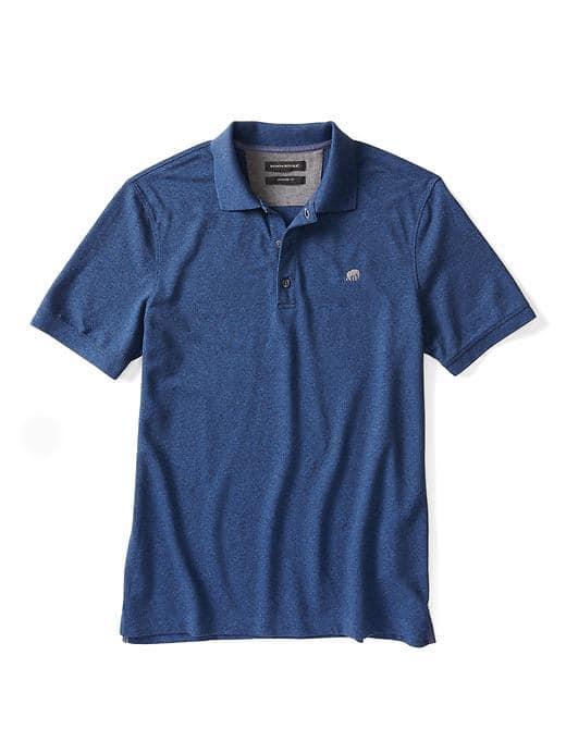Banana Republic Solid Pique Polo - Crystal Blue Heather