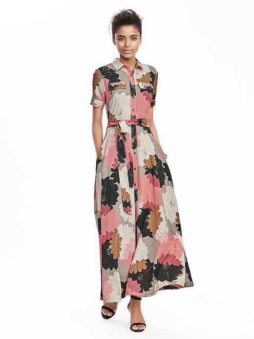 Banana Republic Womens Floral Maxi Shirtdress Size 0 - Painted Floral