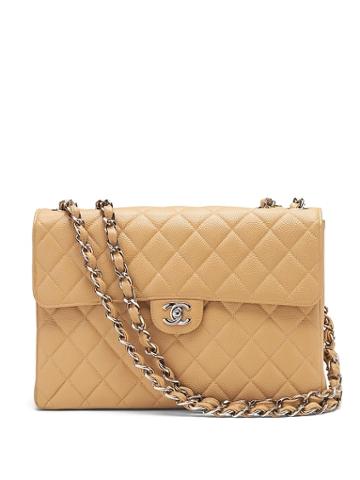 Banana Republic Womens Luxe Finds   Chanel Classic Caviar Jumbo Flap Bag Beige Suede Size One Size