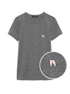 Banana Republic Womens Supima Cotton Cheers Graphic T-shirt Dark Charcoal Gray Size S