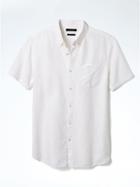 Banana Republic Mens Camden Standard-fit Short-sleeve Linen Shirt With Pocket White Size L